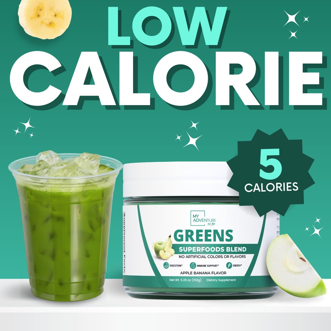Green Superfood Powder for Digestion & Gut Health - Keto Friendly Superfood Greens Blend Powder for Immune Support - Powdered Greens Supplement for Immune Boost - Apple Banana Flavor My Adventure to FitAu supplements