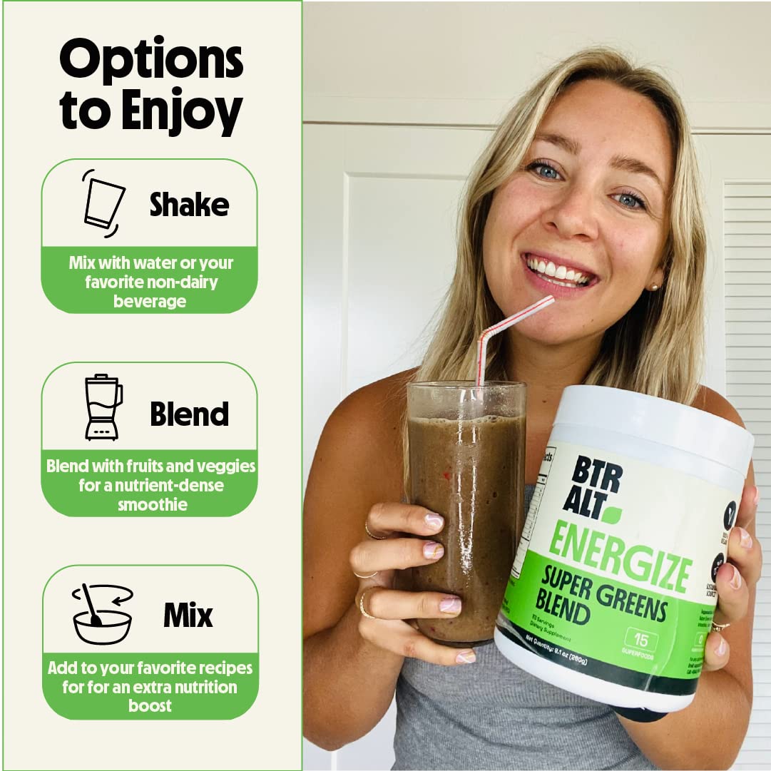 Better Alt Greens Powder, Helps Reduce Bloating, 15 Super Greens- Blend of Spirulina Better AltAu supplements