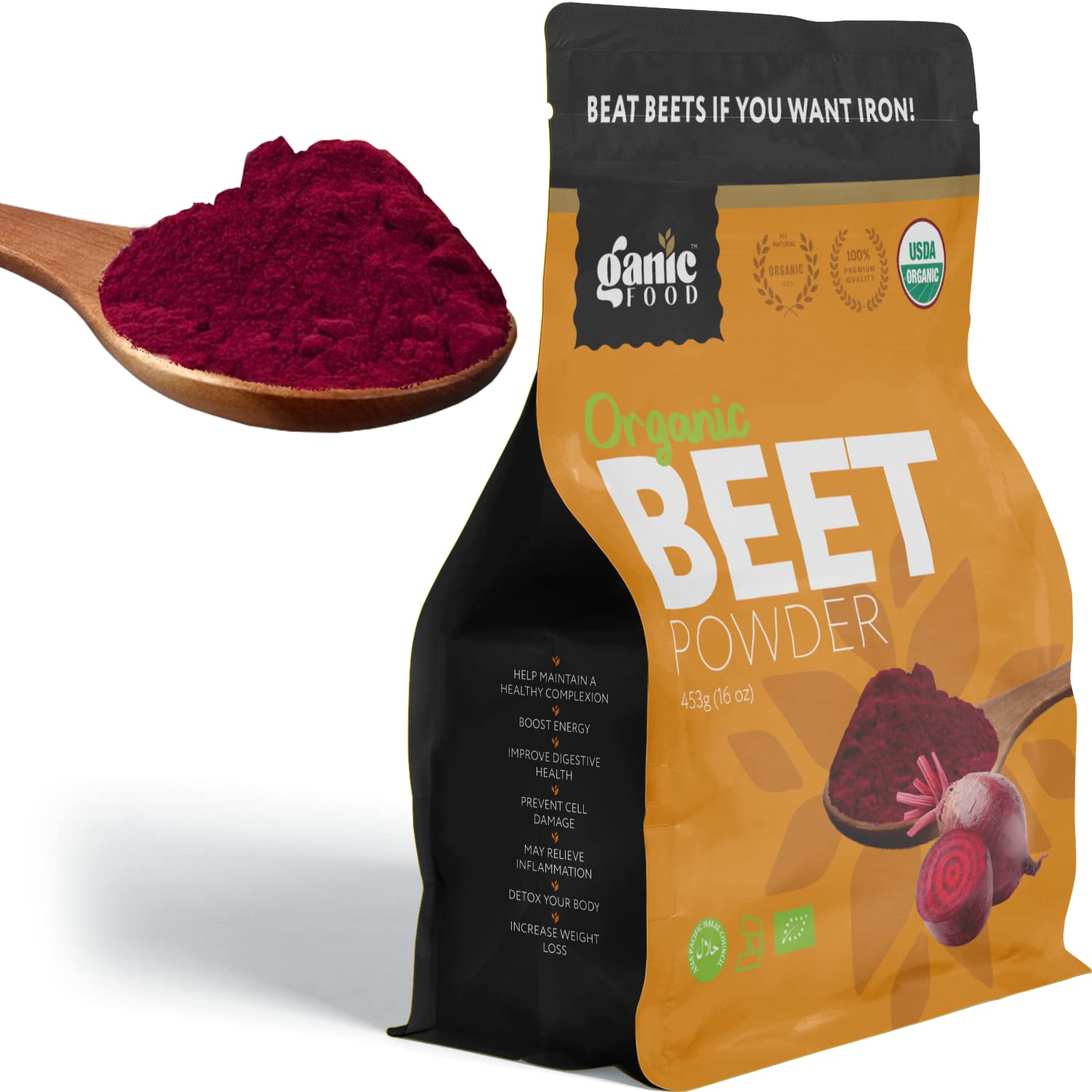 Ganic Food Organic Beetroot Powder, 16 Ounces Ganic FoodAu supplements