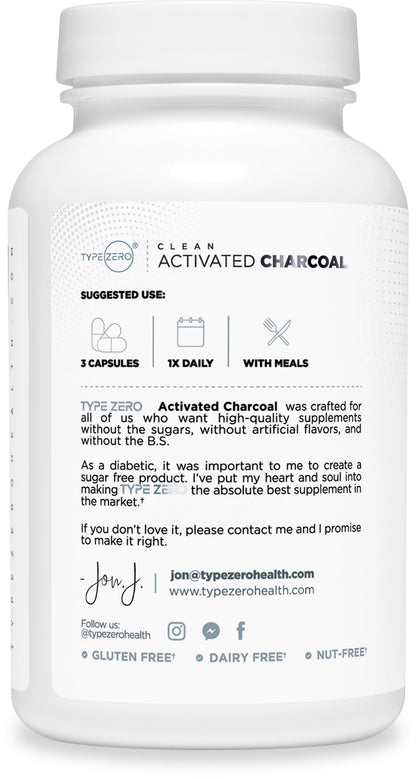 Type Zero Activated Charcoal Capsules (180 Count) - 60 Servings, 780mg Per Serving, from Coconut Shell, Non-GMO, Gluten-Free Type ZeroUS supplements