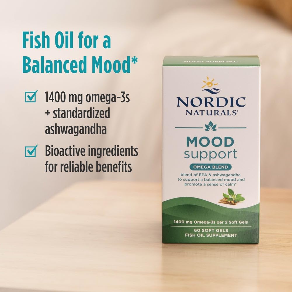 Nordic Naturals Mood Support Omega Blend - Unflavored - 60 Soft Gels - 1400 mg Omega-3 Supplement with EPA & DHA - Promotes Balanced Mood and Serenity - Non-GMO - 30 Servings Nordic NaturalsAu supplements