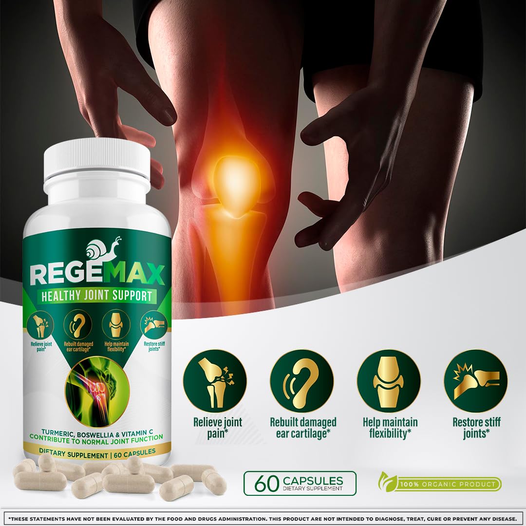 AURA VITAMINS REGEMAX regenerates and Helps Alleviate Joint discomfort Supplement, Snail Protein, Boswellia Serrata, and Turmeric – 60 Caps. (2) AURA VITAMINSAu supplements