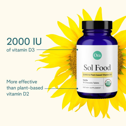 Ora Organic Vitamin D3 2000IU - Vegan Vitamin D Chewables from Lichen for Bone Health, Immune Support, & Mood | Maximum Absorption - 1 Month Supply, 30 Vegan Chewable Vanilla Tablets Ora OrganicUS supplements
