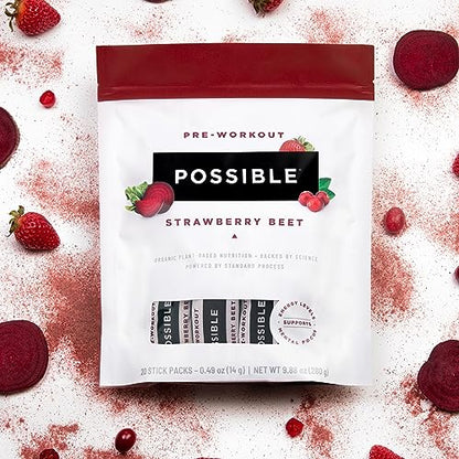 Possible Beet Pre-Workout - Strawberry Beet Flavor - Individually Wrapped Servings PossibleUS supplements