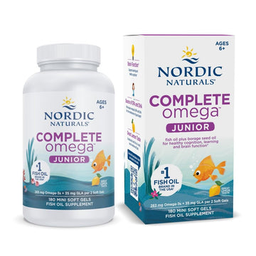 Nordic Naturals Complete Omega Jr., Lemon - 180 Mini Soft Gels - 283 mg Total Omega-3s & 35 mg GLA - Healthy Cognition, Nervous System Function - Non-GMO - 90 Servings Nordic NaturalsAu supplements