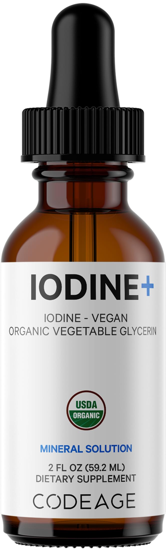 Codeage USDA Certified Organic Iodine Drops - 250 Mcg Per Serving - 1+ Year Supply - Liquid Iodide Supplement - Pure, Clear Iodine - Vegan Potassium Iodine Liquid Drop - 2 fl oz CodeageAu supplements