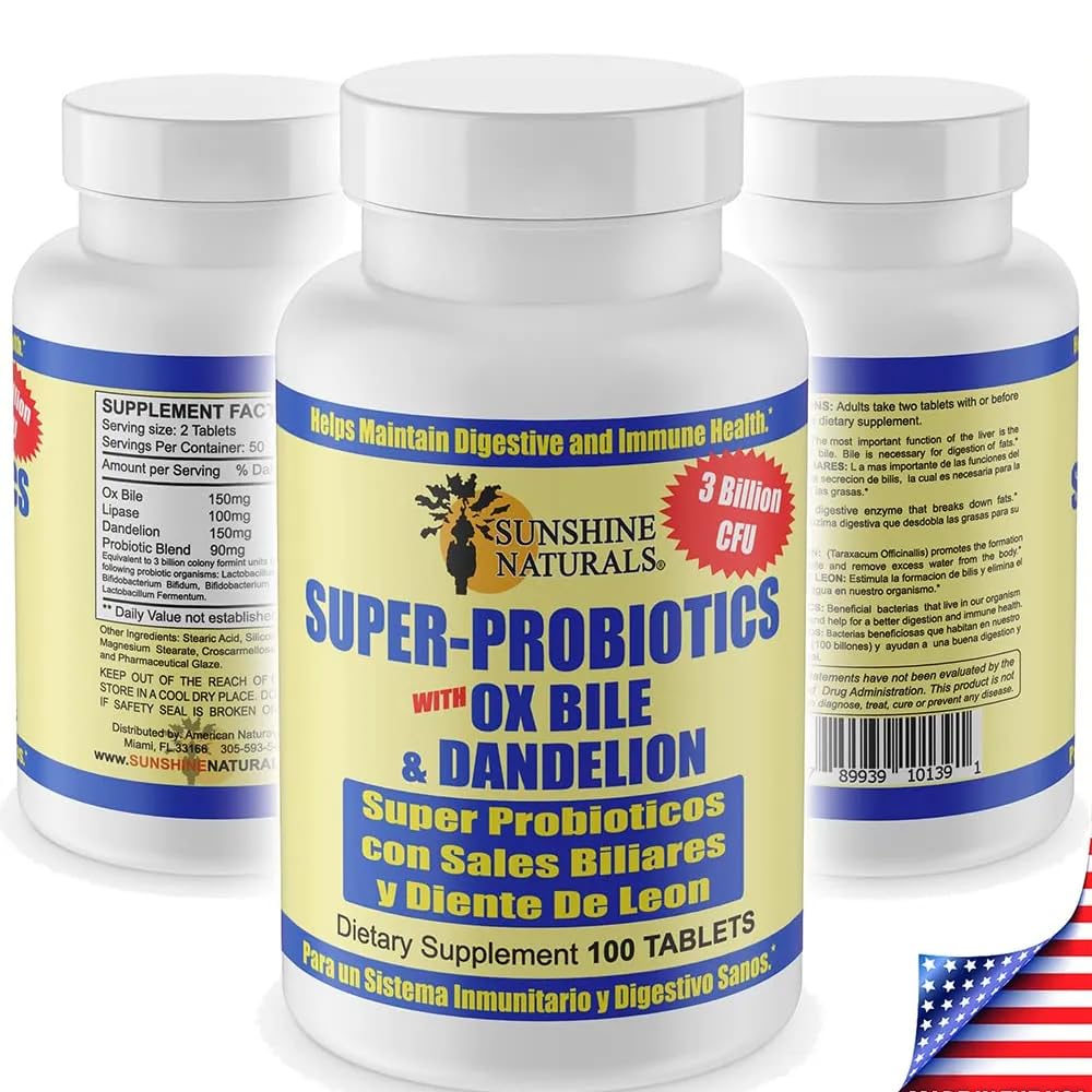Sunshine Naturals Super Probiotics Supplement. Improves Digestion, Gut Health, Immune System Support, and Healthy Bowel Function. Promotes Healthy Flora. 100 Capsules. Sunshine NaturalsAu supplements