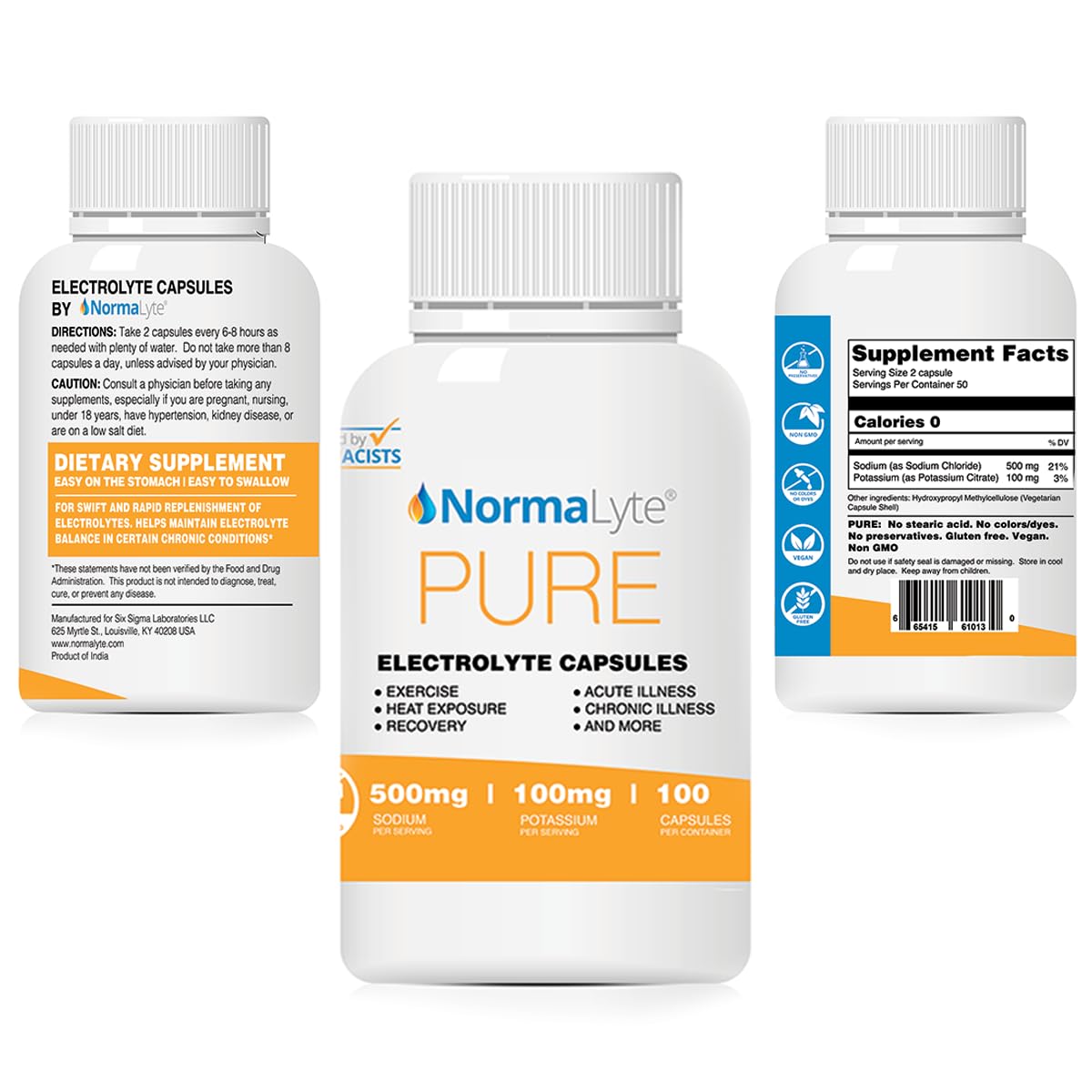 NormaLyte Electrolyte Capsules - Replenish Electrolytes for Peak Performance - Hydration Salt Pills with Essential Minerals for Energy Boost, and Muscle Recovery - 100ct/Bottle NormaLyteAu supplements