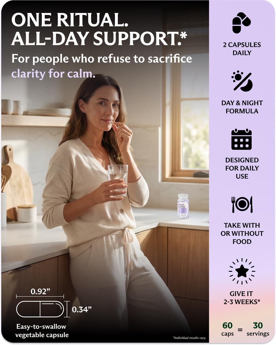 Evolance Saffron Supplements Extract for Stress & Mood Support – Affron 28mg, Magnesium Glycinate 1000mg, L-Theanine 200mg – High Absorption, Sleep & Focus Support, Melatonin-Free, 60 Veggie Capsules EvolanceAu supplements