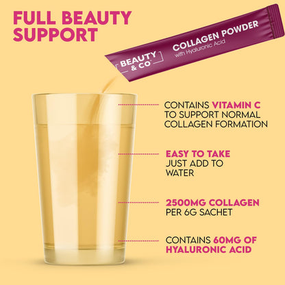 Collagen 2500mg Powder Supplement Boosted with Vitamin C and Hyaluronic Acid (Bovine) Beauty & CoUS supplements