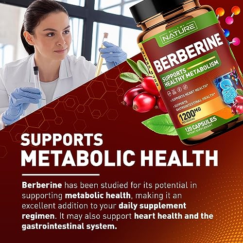 Berberine 1200mg - 100% Pure Berberine HCl Supplement, High Strength Berberine Built by NatureAu supplements