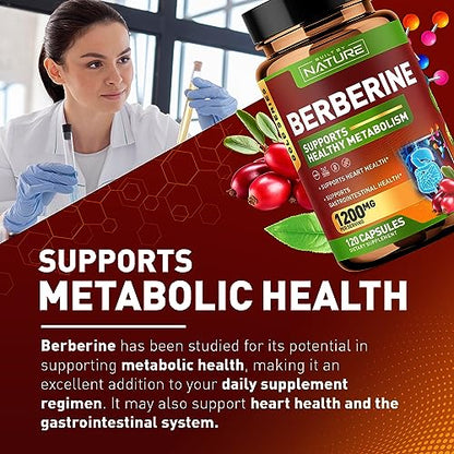 Berberine 1200mg - 100% Pure Berberine HCl Supplement, High Strength Berberine Built by NatureUS supplements