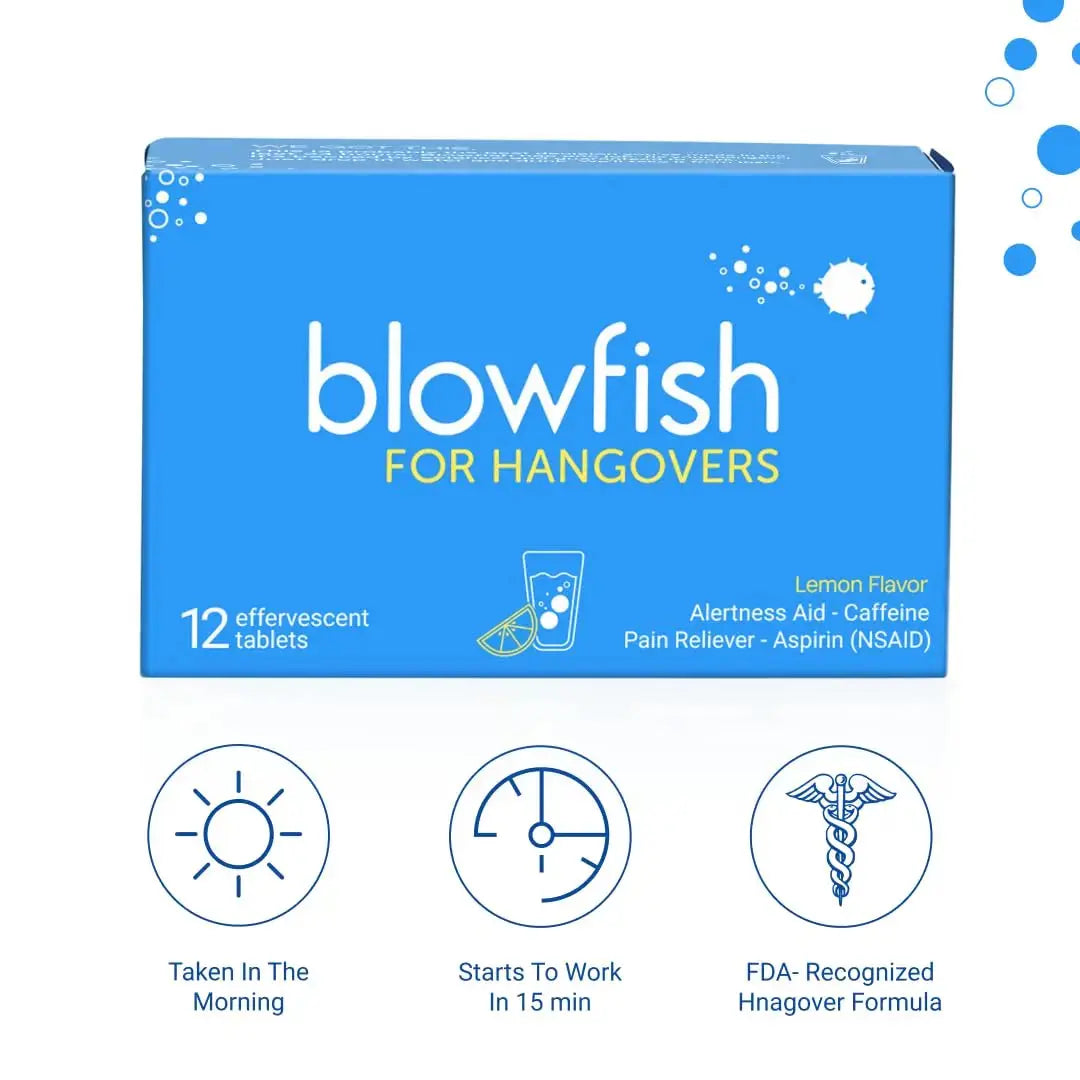Blowfish for Hangovers - Fast Hangover Relief in 15 Minutes | FDA-Recognized Formulation | Headache Relief, Energy, and Hydration in One Step BlowfishAu supplements