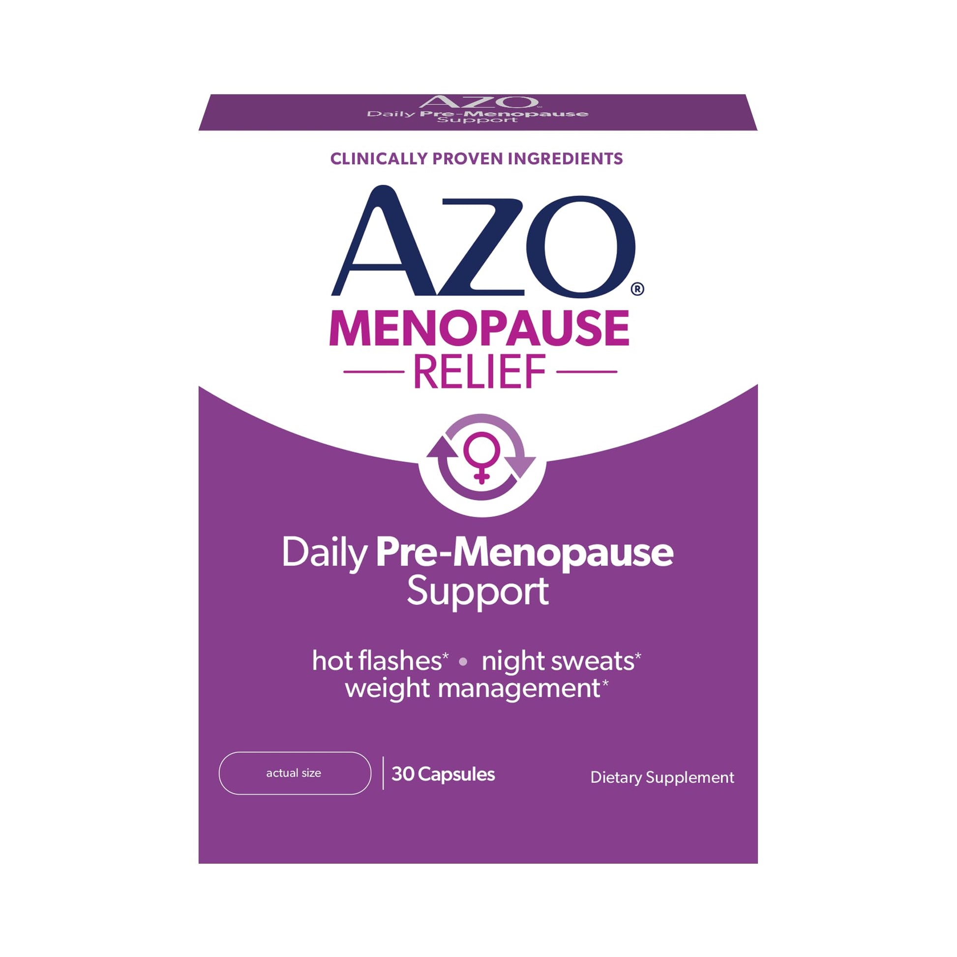 AZO® Daily Pre-Menopause Relief Perimenopause Supplements for Women, Hot Flash, Night Sweat and Healthy Weight Management Support* - 30 Count AZOAu supplements