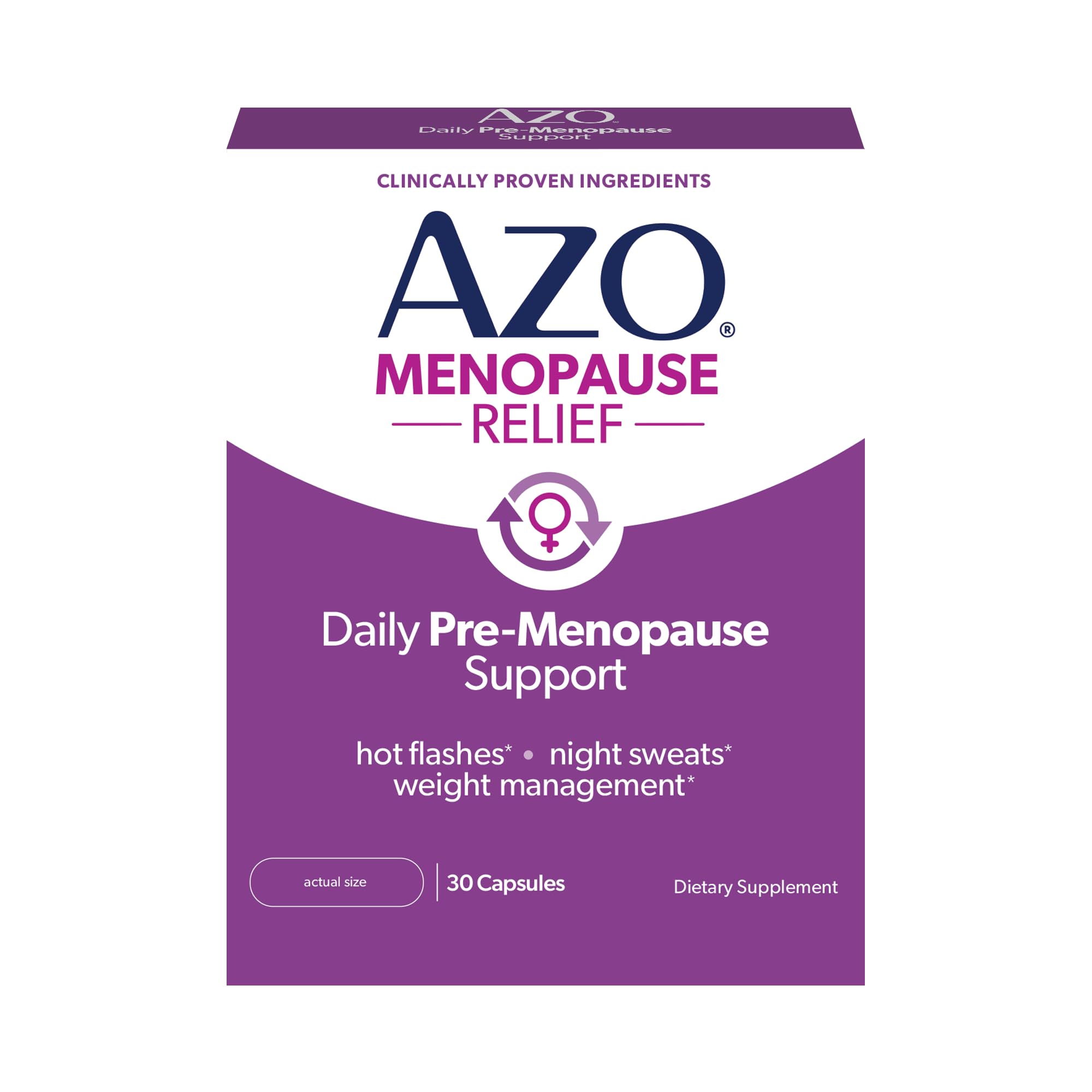 AZO® Daily Pre-Menopause Relief Perimenopause Supplements for Women, Hot Flash, Night Sweat and Healthy Weight Management Support* - 30 Count AZOAu supplements