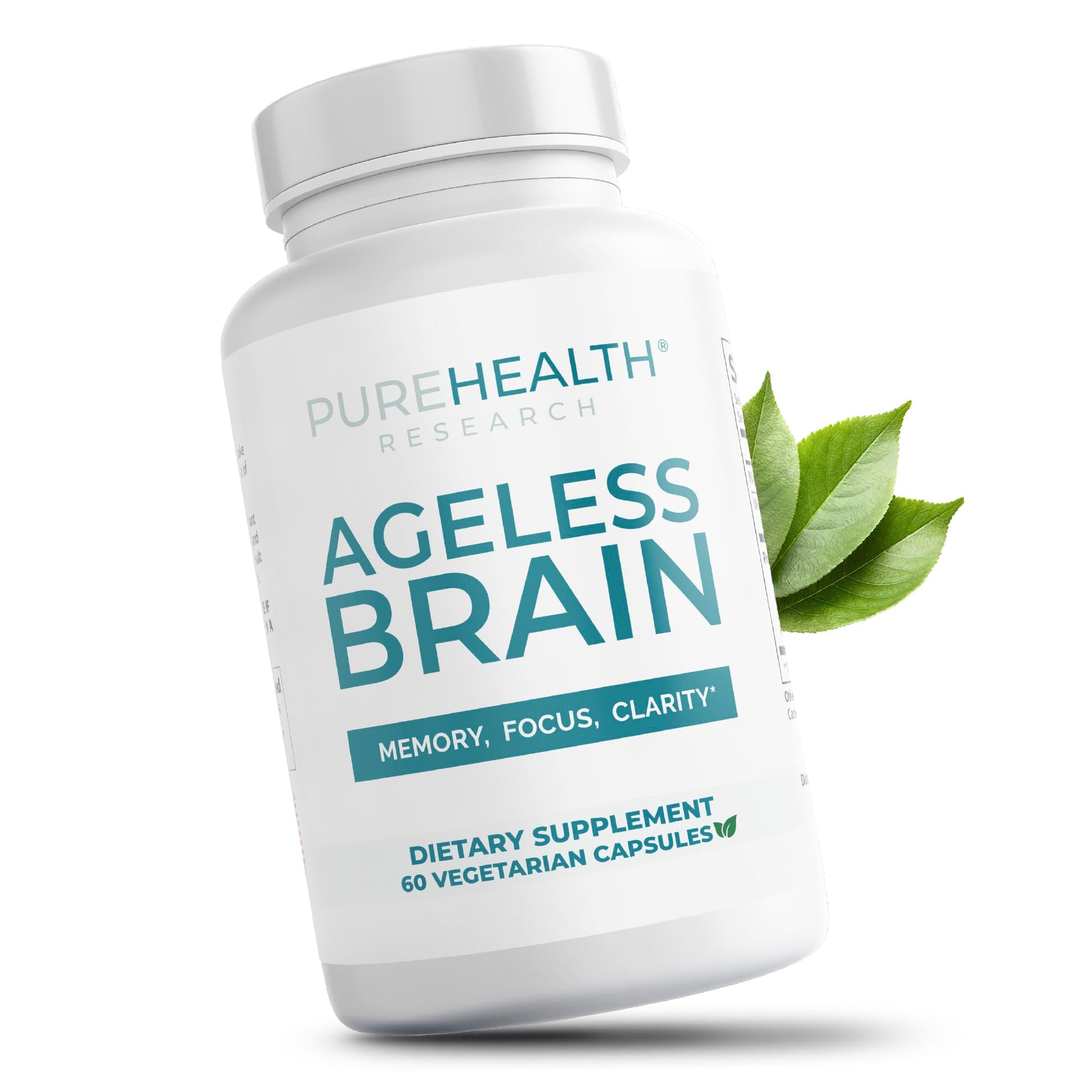 PUREHEALTH RESEARCH Ageless Brain Supplements for Memory and Focus - Nootropic Brain Health Supplement for Adults - with Bacopa Monieri, Alpha GPC, L-Tyrosine, Vitamin B6, Niacin & More, 60 Capsules PUREHEALTH RESEARCHAu supplements