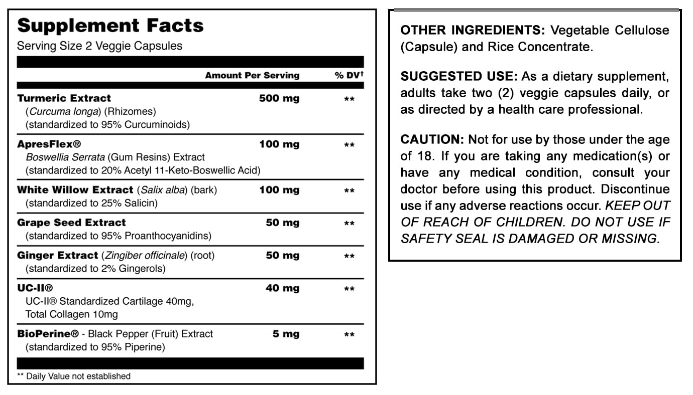 Amazing Muscle Flex Advanced Formula Supplement | Contains: Turmeric Extract, BioPerine, White Willow & More | Vegetarian Capsules | Non-GMO | Gluten-Free | Made in USA (1 Pack | 60 Count) Amazing MuscleAu supplements
