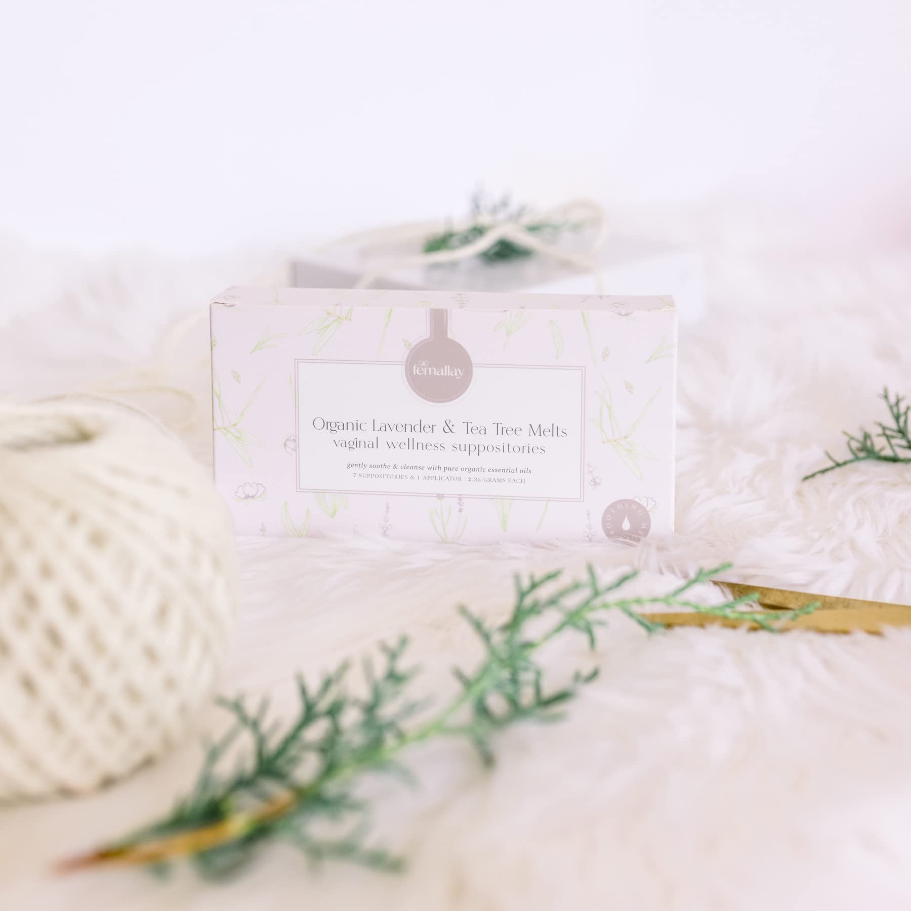 Femallay Lavender and Tea Tree Oil Vaginal Cleansing Suppositories for Hygiene, 100% Natural Melts FemallayAu supplements