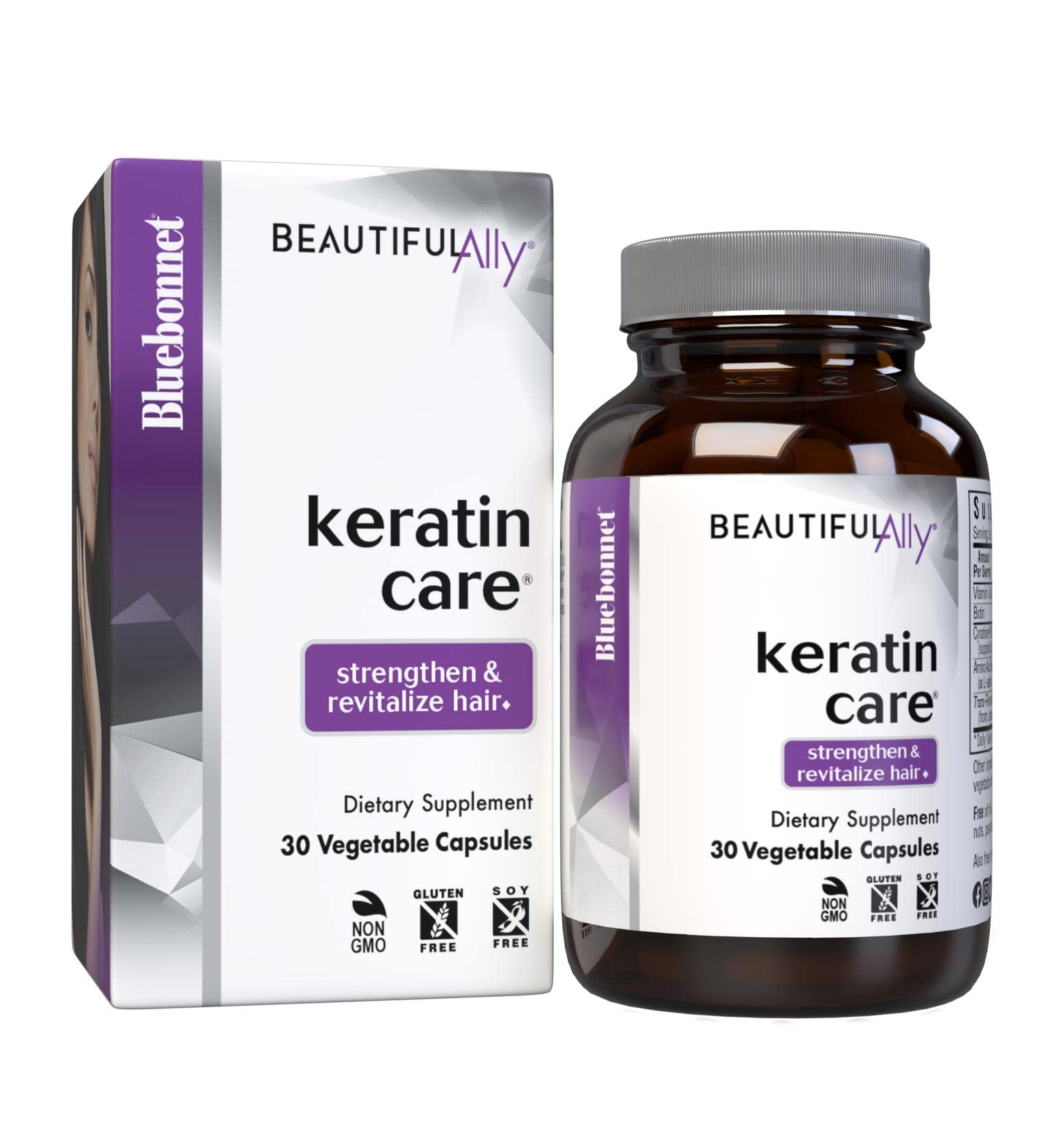 Bluebonnet Nutrition Beautiful Ally Keratin Care, Beauty Nutrient, Best for Hair, Strengthen and Revitalize Hair*, Non GMO, Gluten Free, Soy Free, Milk Free, 30 Vegetable Capsules, 30 Servings BlueBonnetAu supplements
