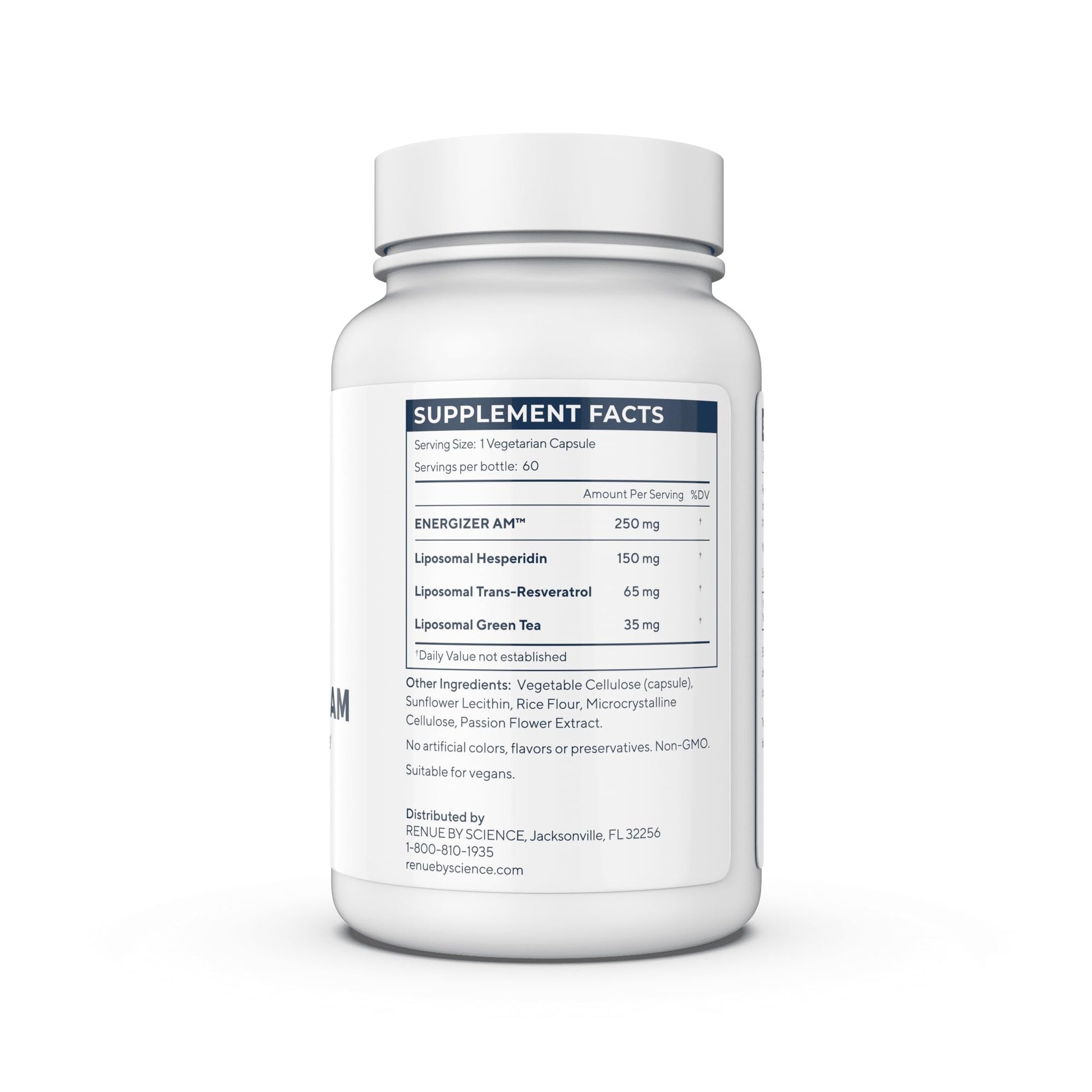 Renue By Science Energizer AM | Liposomal Resveratrol Hesperidin & Green Tea Supplement | 60 Capsules with Trans Resveratrol (65mg) Hesperidin (150mg) Green Tea Extract (35mg) - Non-GMO | Made in USA Renue By ScienceUS supplements