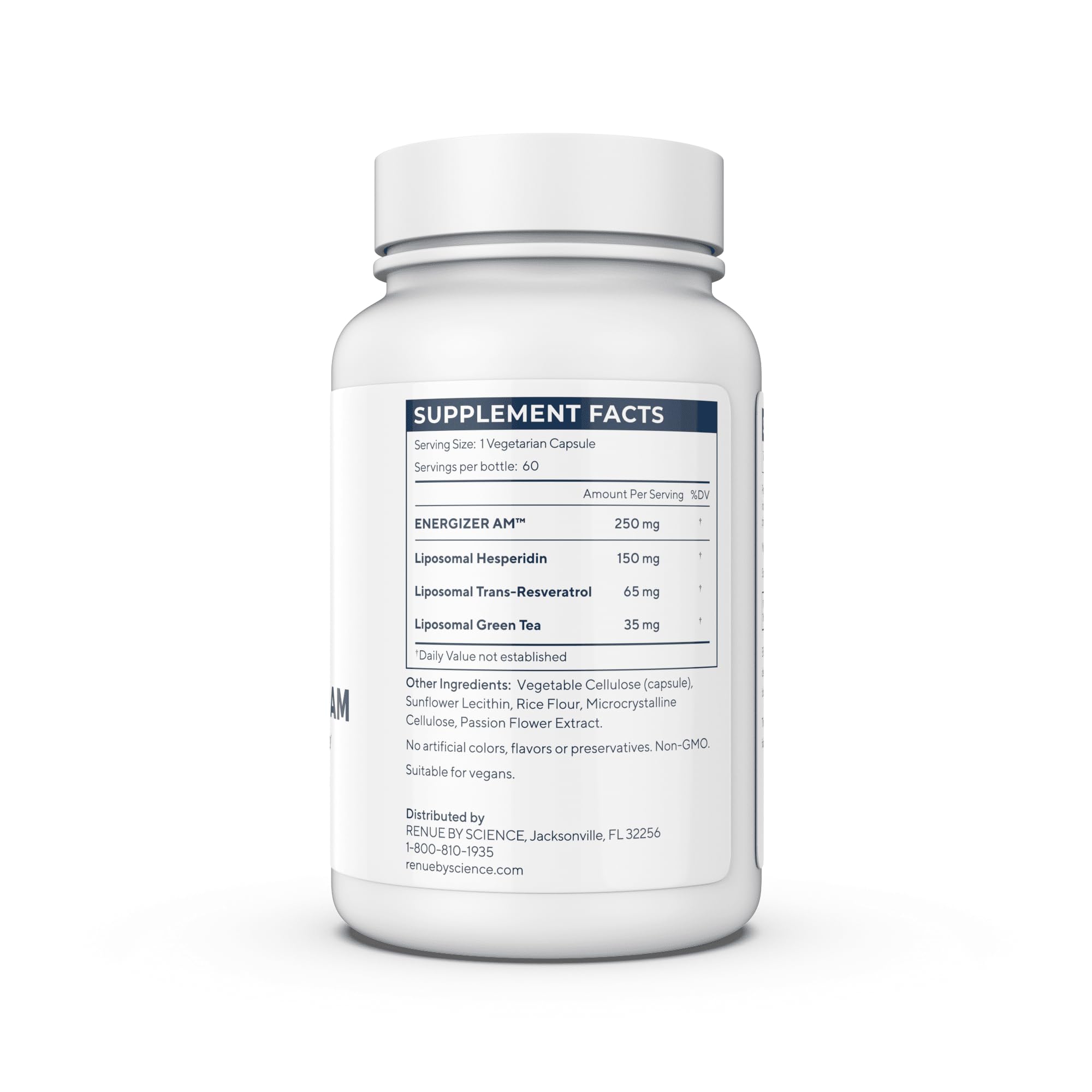 Renue By Science Energizer AM | Liposomal Resveratrol Hesperidin & Green Tea Supplement | 60 Capsules with Trans Resveratrol (65mg) Hesperidin (150mg) Green Tea Extract (35mg) - Non-GMO | Made in USA Renue By ScienceUS supplements