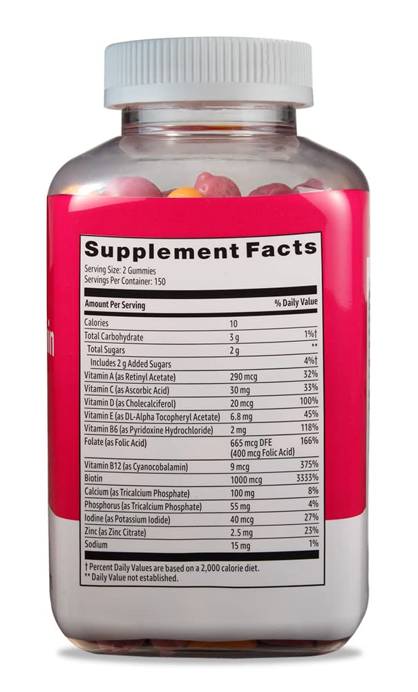 Amazon Basics Women's Multivitamin, Mixed Berry Flavor, Vegetarian & Gluten-Free, 300 Gummies Amazon BasicsAu supplements