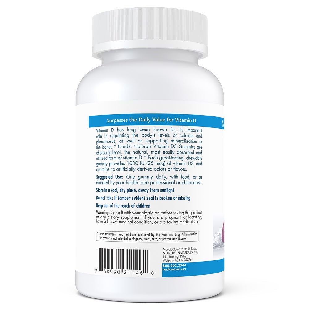 Nordic Naturals Pro Vitamin D3 Gummies, Wild Berry - 120 Gummies - 1000 IU Vitamin D3 - Great Taste - Healthy Bones, Mood & Immune System Function - Non-GMO - 120 Servings Nordic NaturalsAu supplements