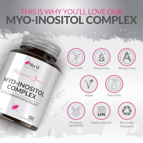 Myo-Inositol Complex 4000mg - 180 Vegan Tablets, 6 Weeks Supply - with 200ug Folate Nu U NutritionUS supplements