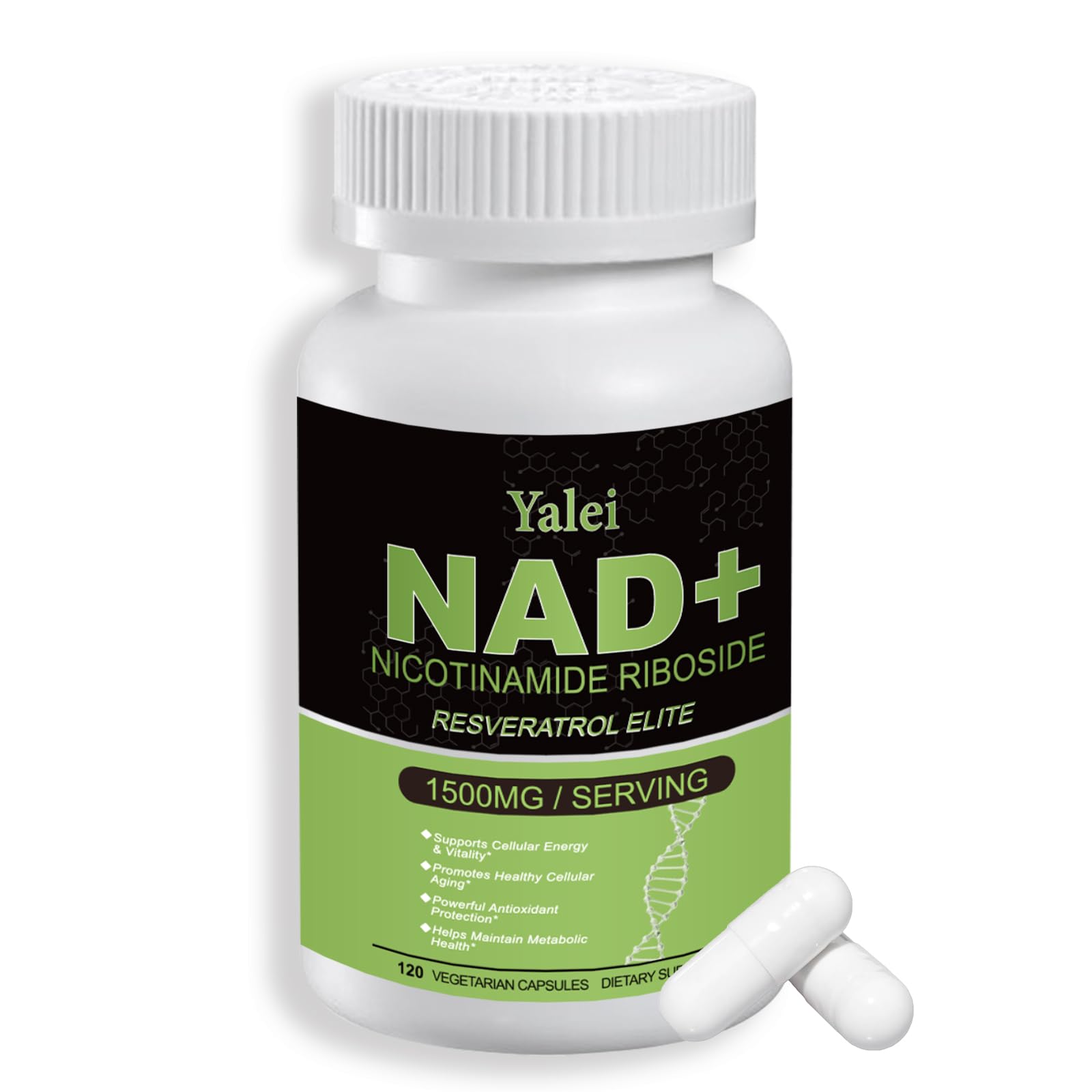 Yalei NAD Resveratrol Supplement 1500mg,120 Veggie Capsules | Liposomal NAD Plus Boosting | Support Cellular Health, Stamina & Healthy Aging for Women & Men | Non-GMO YaleiAu supplements