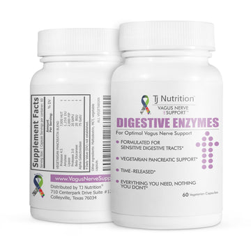 TJ Nutrition Digestive Enzymes for Sensitive Stomachs - Supports Vagus Nerve, Vegetarian Pancreatic Support, Timed Release Formula for Optimal Gut Health, Enhances Food Digestion & Gut Flora TJ NutritionAu supplements