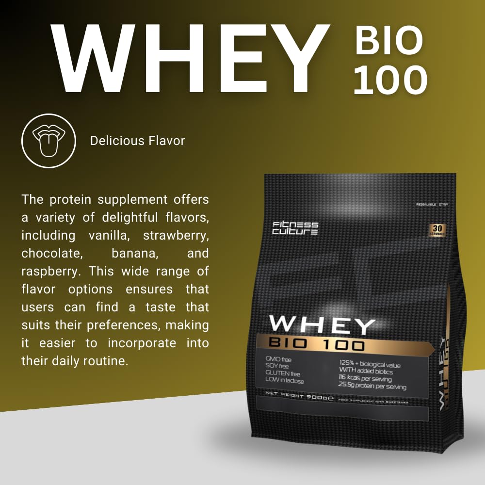 Fitness Culture Whey Bio 100 Whey Protein Powder with Pre and Pro Biotics Raspberry Flavour My StoreAu supplements
