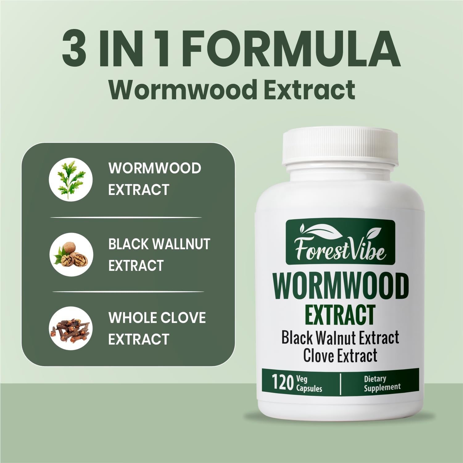 ForestVibe Wormwood Complex with Black Walnut & Clove, 3-in-1 Herbal Blend, Sweet Wormwood Extract Capsules, 120 Vegan Capsules, 2 Month Supply, Non-GMO & Gluten Free Supplement ForestVibeAu supplements