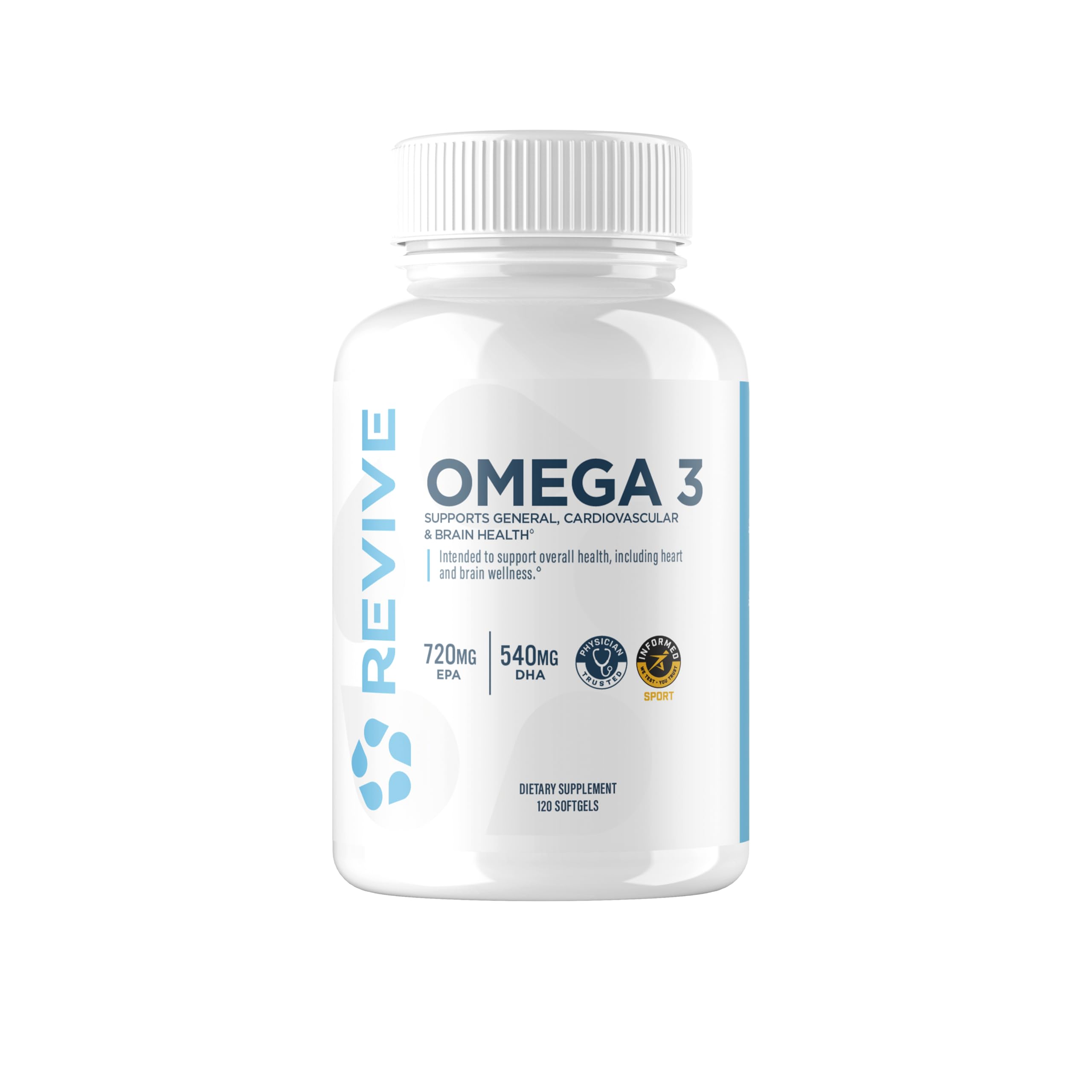 Revive MD Omega 3 Fish Oil Supplements for Men & Women – Softgels with EPA & DHA Fatty Acids for Healthy Skin & Joints, Heart & Brain Support – Vegan-Friendly, Gluten-Free (120 Softgels) ReviveAu supplements