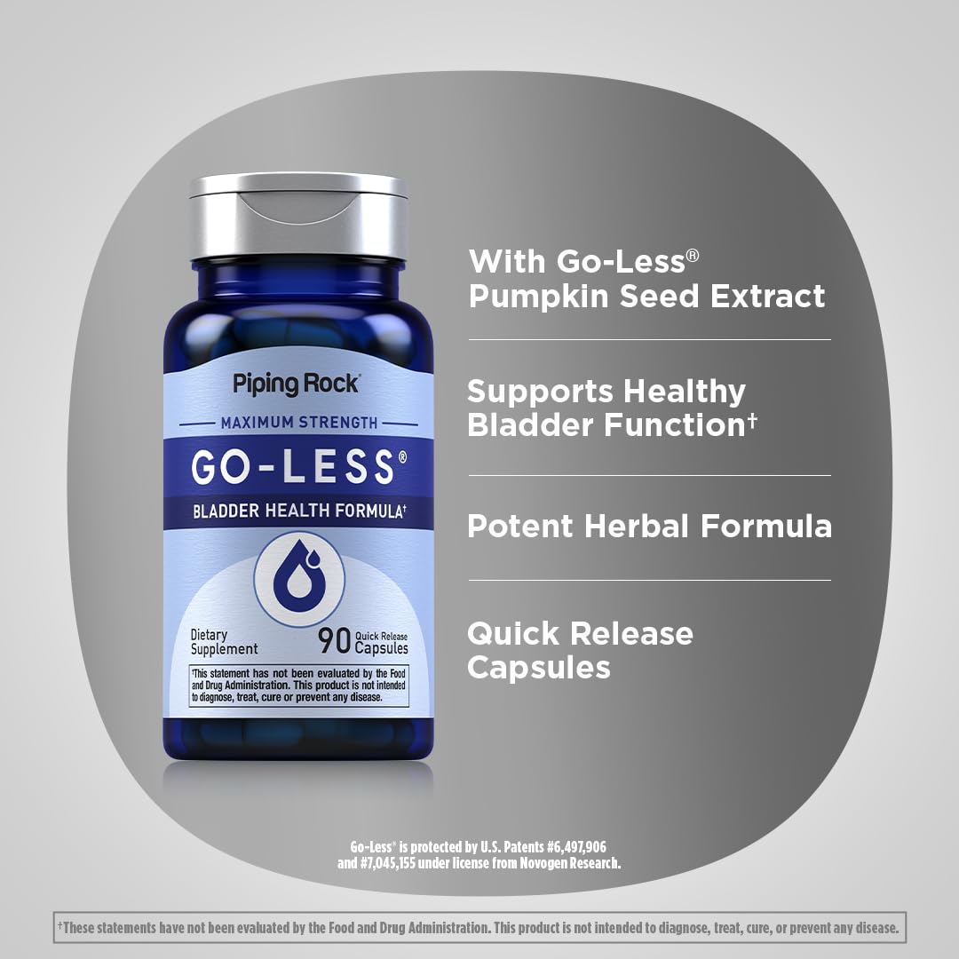 Piping Rock Bladder Control Pills for Women and Men | 90 Capsules | Maximum Strength Formula | Pumpkin Seed Extract | Non-GMO, Gluten Free Supplement Piping RockAu supplements