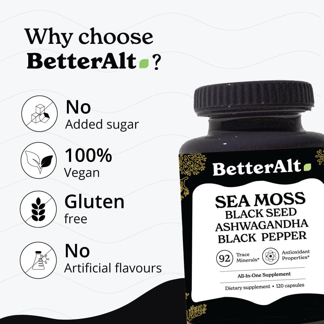 Better Alt Sea Moss Capsules- Irish Sea Moss with Black Seed Oil, Ashwagandha & Black Better AltUS supplements