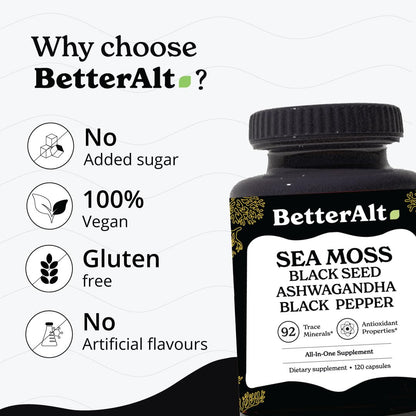 Better Alt Sea Moss Capsules- Irish Sea Moss with Black Seed Oil, Ashwagandha & Black Better AltUS supplements