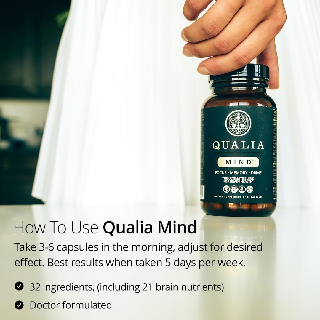 Qualia Mind — Beat Brain Fog | Doctor-Formulated Premium Brain Nourishment | Fuel Focus, Drive & Energy | 32 Ingredients Including Lion’s Mane, Cognizin™️, Ginkgo & More| 2 Week Supply* QUALIA LIFE SCIENCESAu supplements