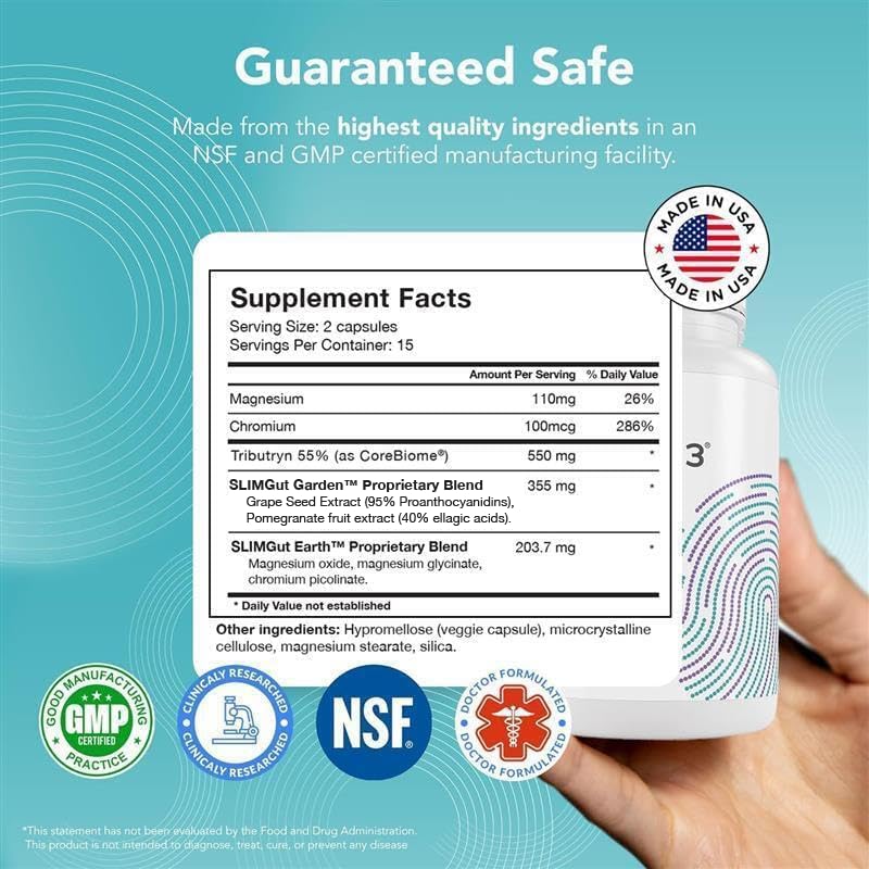 SANE MD - Viscera 3 Postbiotics with Tributyrin - Sodium Butyrate Supplement for Gas and Bloating Relief - Gut Health - IBS & Leaky Gut Butyric Acid Supplement - NSF Certified - 30 Capsules SANEAu supplements