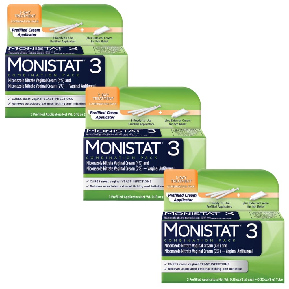 Monistat 3 Vaginal Cream, 3-Day Treatment Combination Pack, 3 Ovule Inserts and External Cream MonistatAu supplements