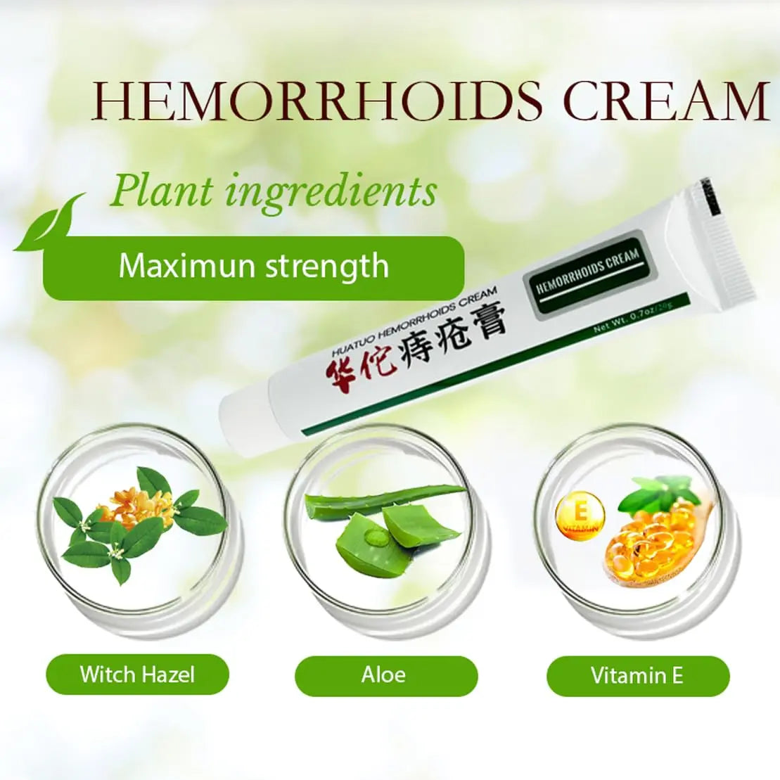 BONIORRI Hemorrhoid & Fissure Relief Ointment 20g Tube– Maximum Strength Hemorrhoid Cream, Herbs Fast Acting Ingredients. (0.7 oz Total) BONIORRIAu supplements