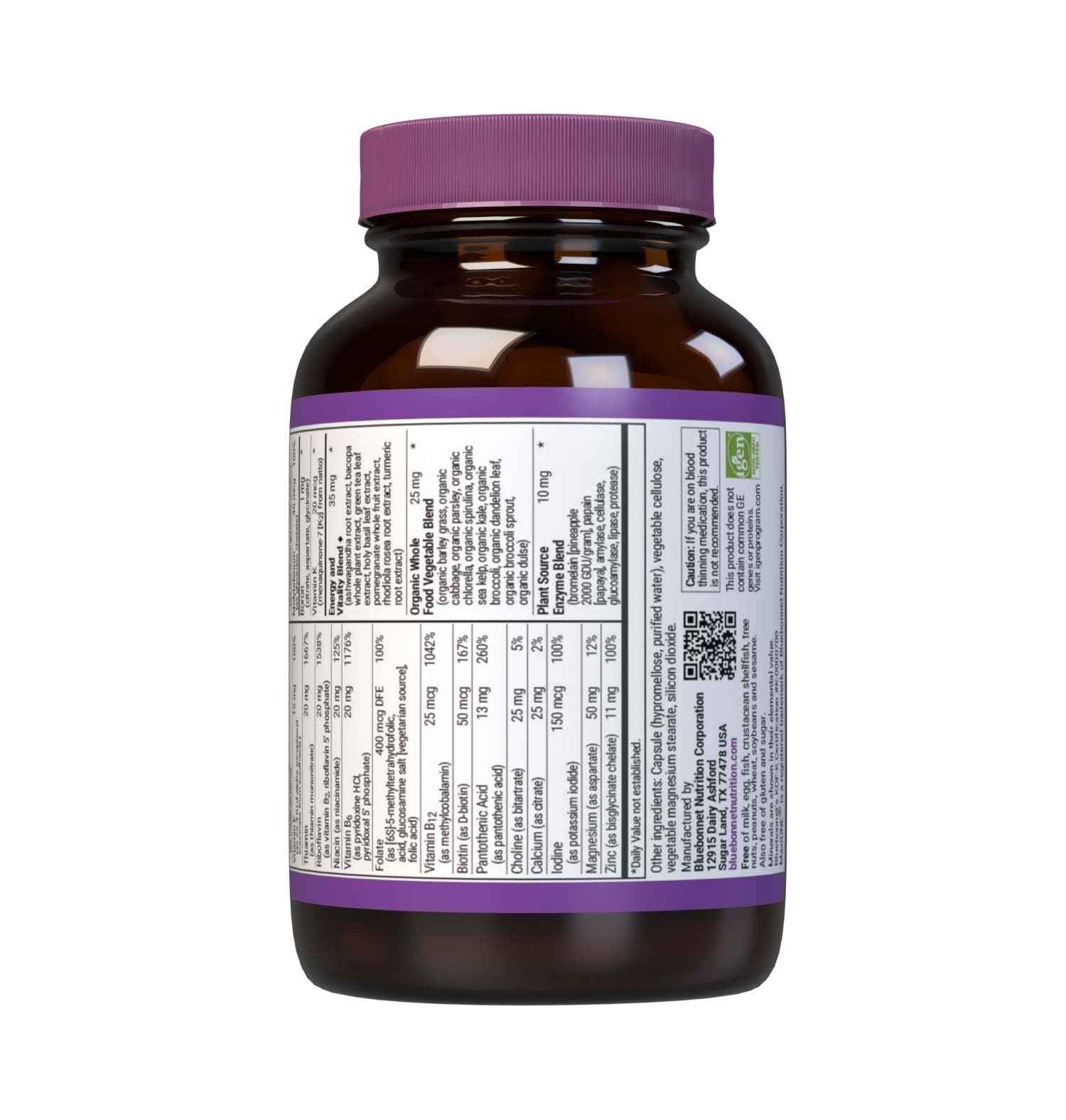 Bluebonnet Nutrition Maxi One Whole Food Multiple, Enzymes, Energy, Vitality, Gluten, Kosher, Soy & Dairy-Free, Vegetarian Friendly, Non-GMO, 30 Count BlueBonnetAu supplements