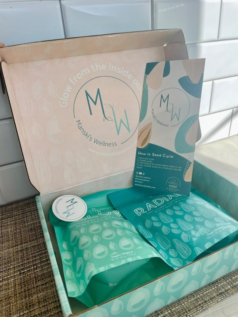 Manski's Wellness Glow & Radiant Seed Cycle Kit | PMS Support | Organic Seed Cycling | Natural Hormone Balance | Ease Cramps | Mitigate Cycle Symptoms | Vegan Supplement Manski's WellnessAu supplements