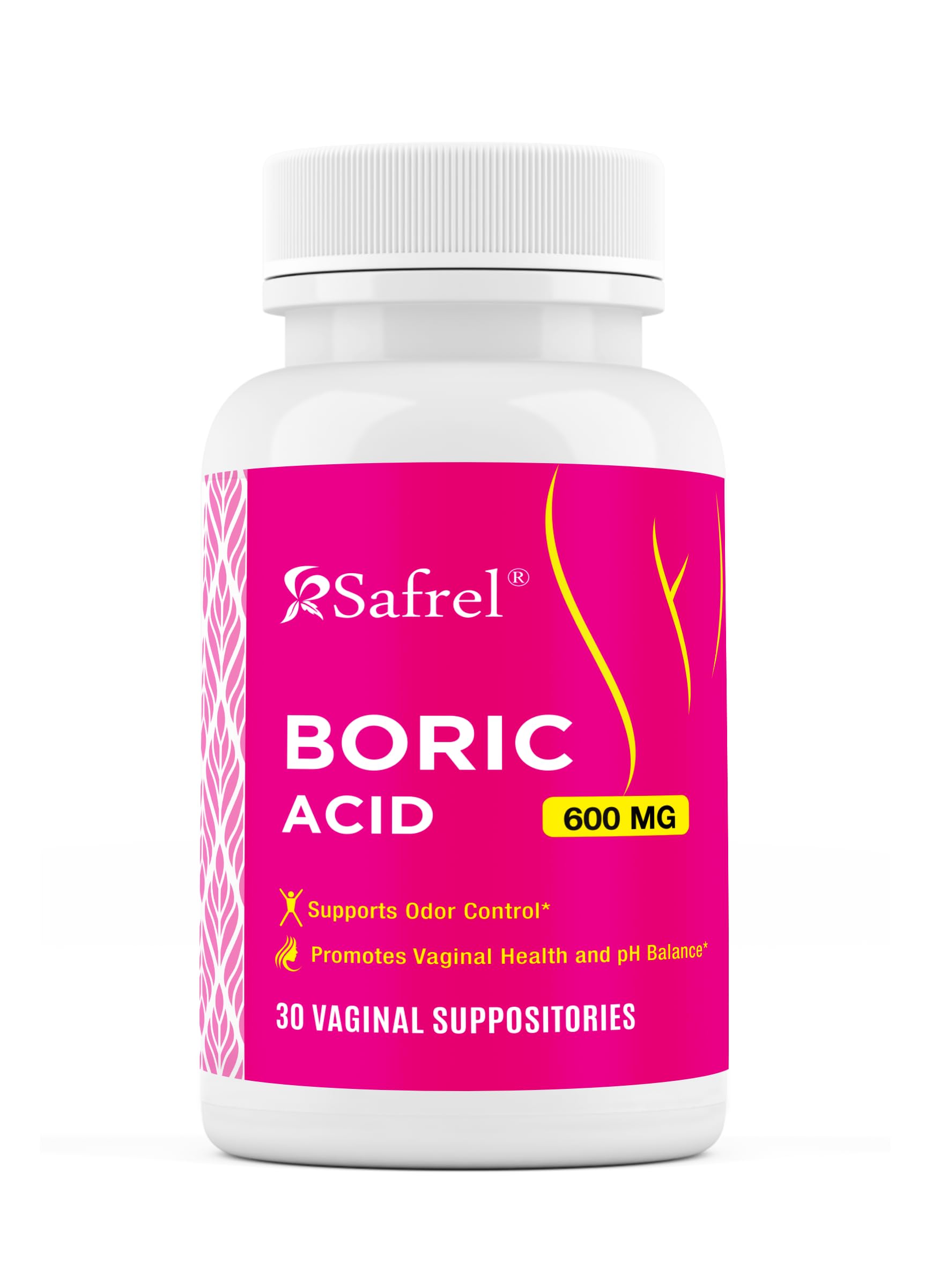 Safrel Boric Acid Vaginal Suppositories - 100% Pure Made in USA - Intimate Health Support, Vaginal Health and pH, Odor Control (30 Count) SafrelUS supplements