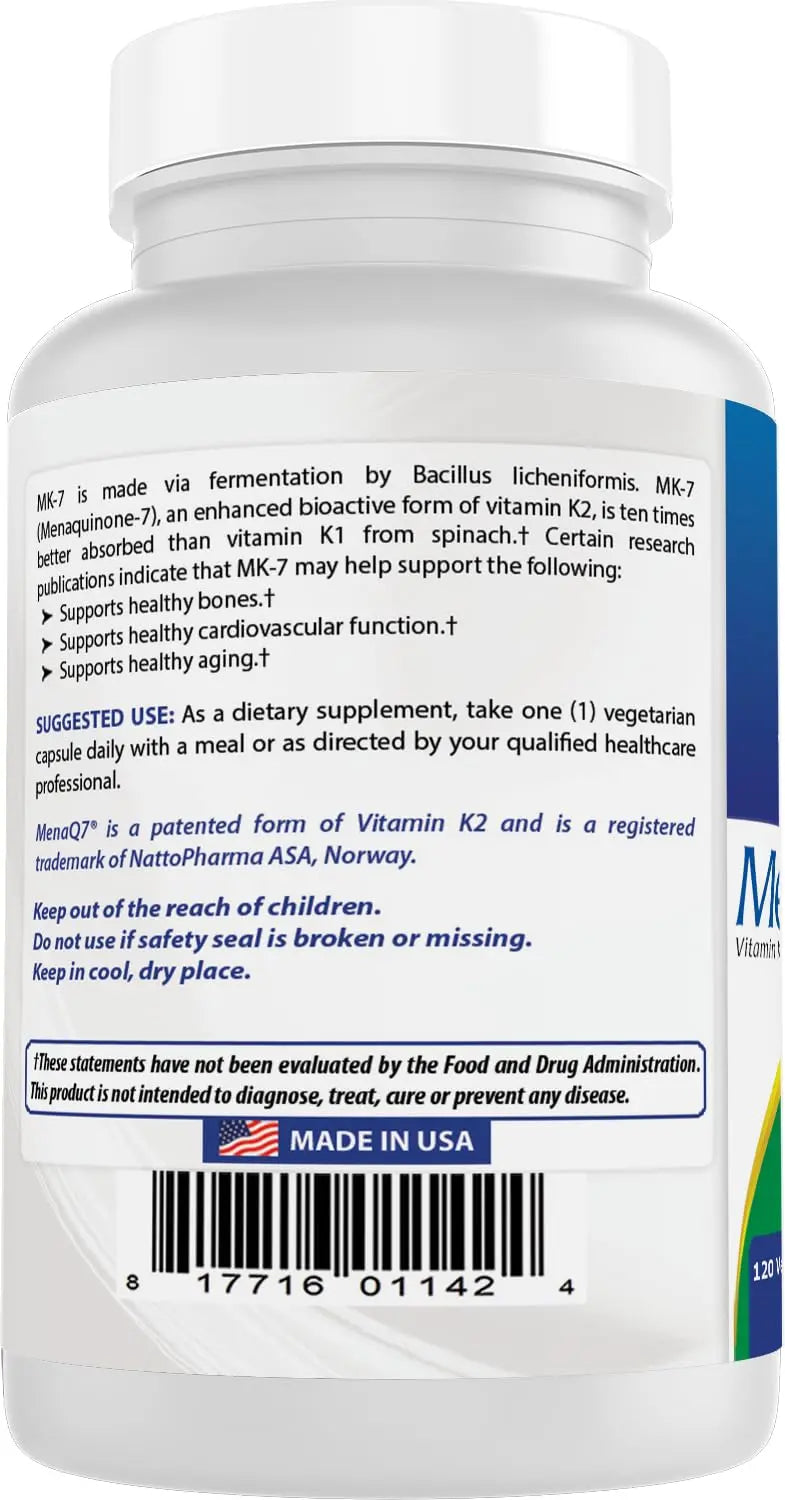 Best Naturals MK-7 Vitamin K2 100 mcg 120 Vcaps Best NaturalsAu supplements