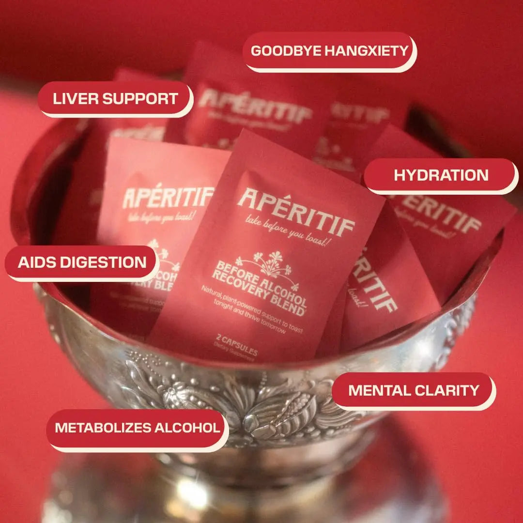 Apéritif Before Alcohol Recovery Supplement - DHM (Dihydromyricetin), Milk Thistle, Turmeric & B Vitamins - Hydration & Liver Support for Morning Clarity Apéritif Healthnz supplements