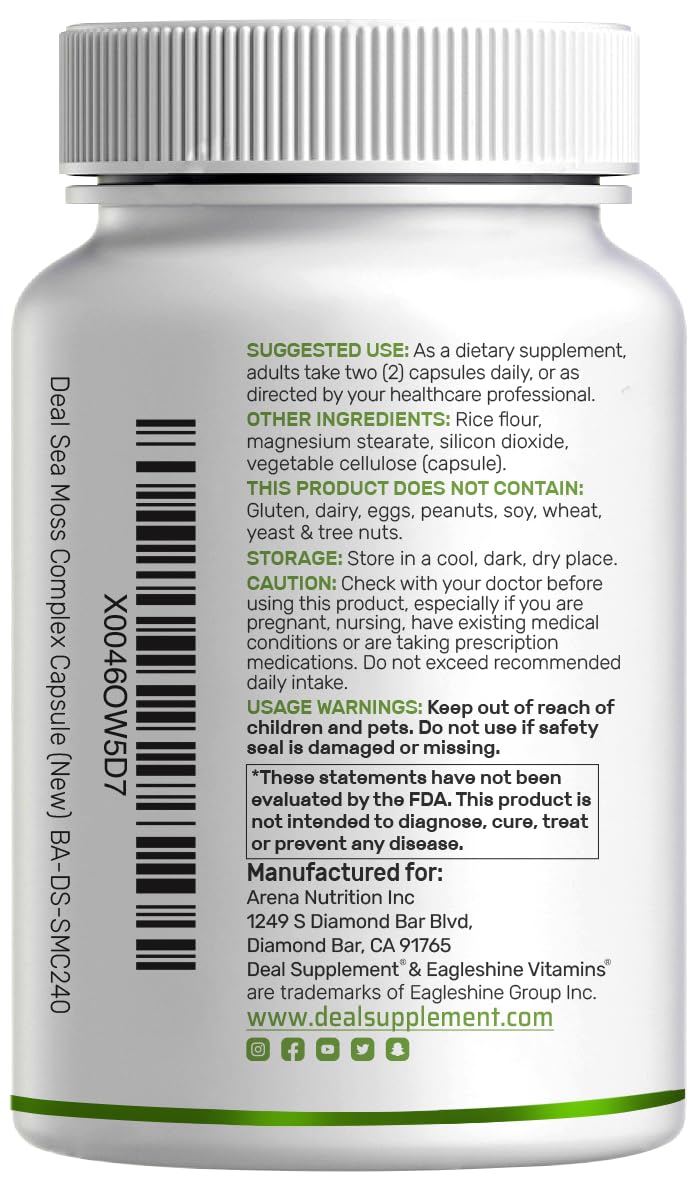 DEAL SUPPLEMENT Irish Sea Moss 240 Veggie Capsules – 14 Superfood Complex with Black Seed Oil, Ashwagandha, & Ginger DEAL SUPPLEMENTAu supplements