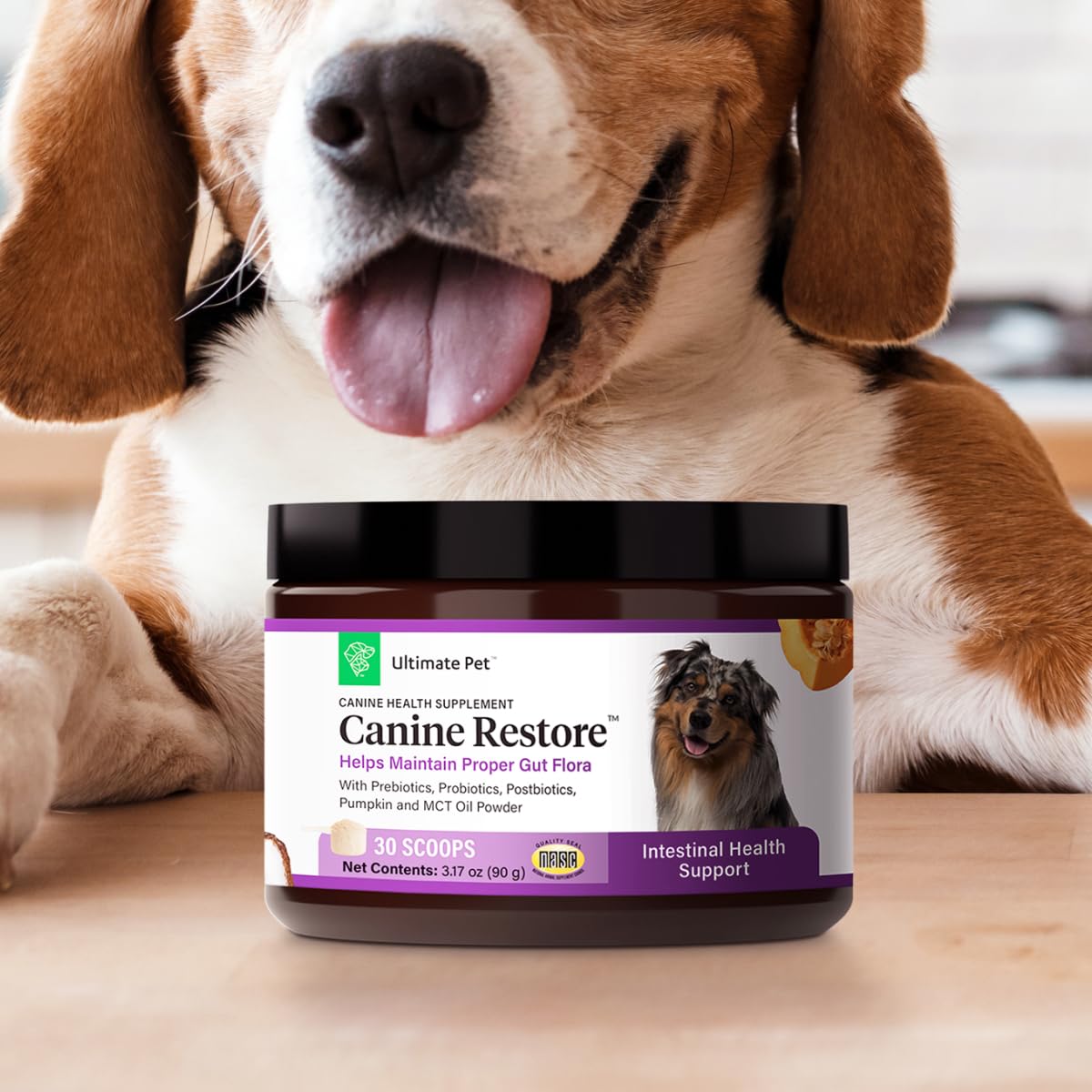 Ultimate Pet Nutrition Canine Restore, Gut Health Supplement with Prebiotics, Probiotics, & Postbiotics for Digestive Health & Immunity Support, Vet Formulated Powder Food Topper ULTIMATE PET NUTRITIONAu supplements