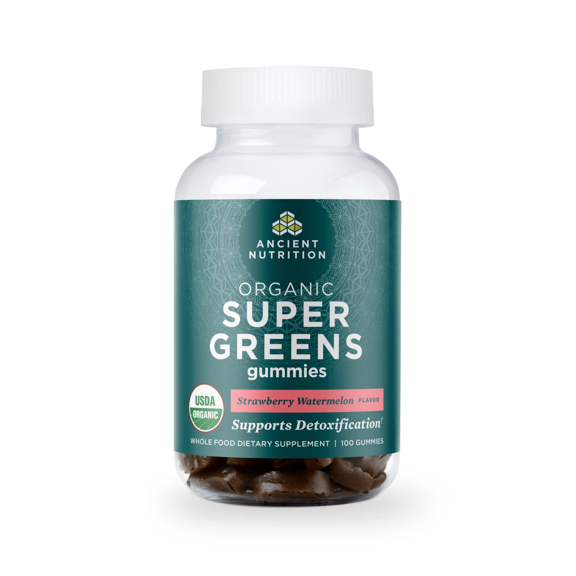 Ancient Nutrition Supergreens Gummy, Organic Superfood Gummy Made from Real Fruits, Vegetables and Herbs, for Digestive and Energy Support, 100 Count, Strawberry Watermelon Ancient NutritionAu supplements