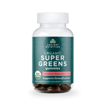 Ancient Nutrition Supergreens Gummy, Organic Superfood Gummy Made from Real Fruits, Vegetables and Herbs, for Digestive and Energy Support, 100 Count, Strawberry Watermelon Ancient NutritionAu supplements