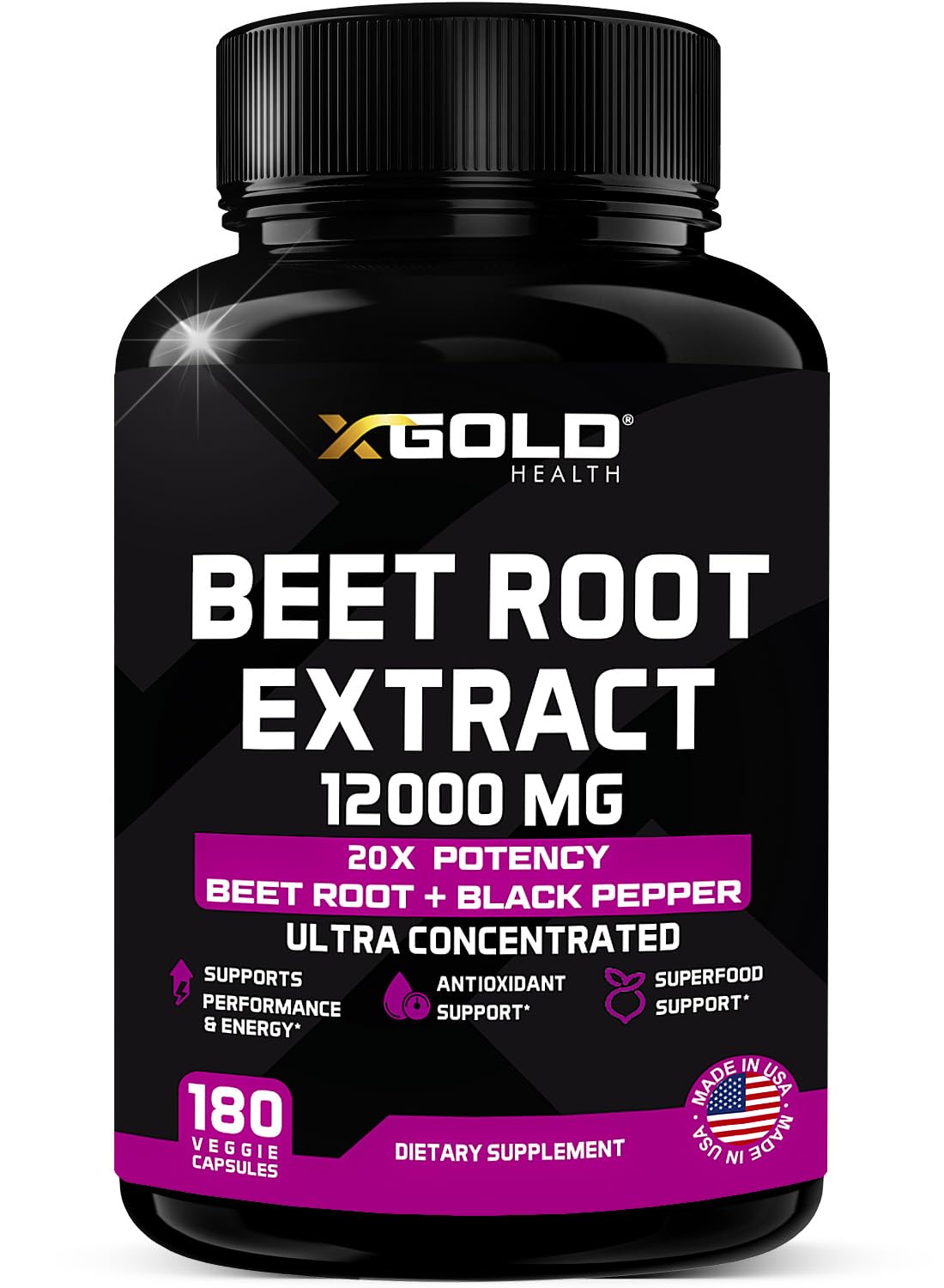 Beet Root Extract Capsules - 12000mg 20x Concentrated Beet Root Capsules Supplement X Gold HealthUS supplements